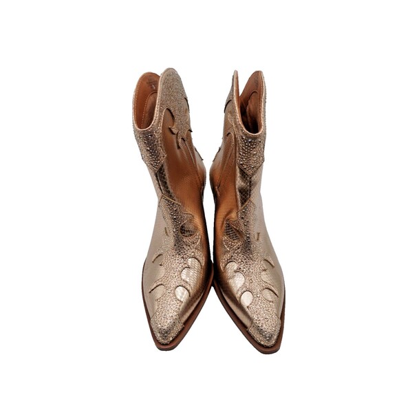 Jessica Simpson Zolly Gold Metallic Rhinestone Embellished Western Booties 8.5 M - Picture 2 of 10